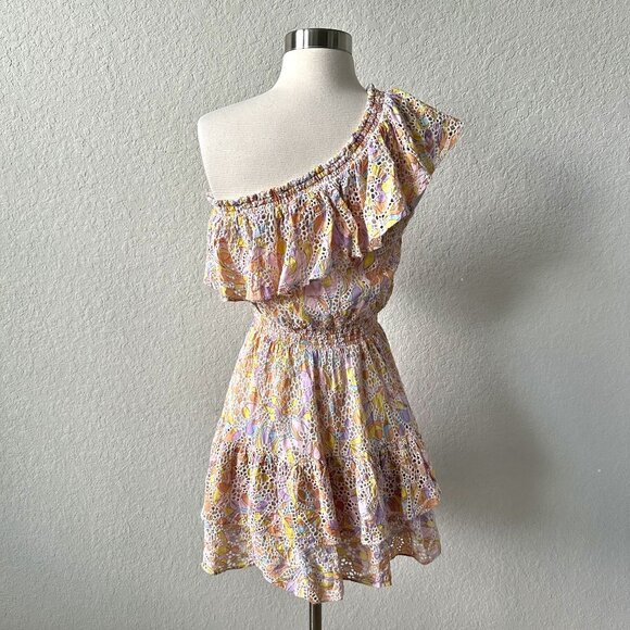 Willa Story One Shoulder Eyelet Pastel Ruffle Dress - Picture 3 of 11